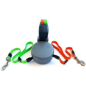 Retractable Tangle Proof Individually Controlled Double Dog Leash. (3 Colors Available)