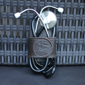 Professional Stethoscope Holder With Back Clip & Velcro Wings. (Genuine Leather, Handmade In U.S.A)