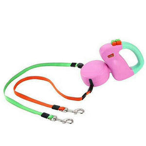 Retractable Tangle Proof Individually Controlled Double Dog Leash. (3 Colors Available)