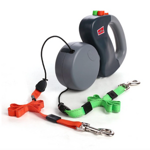 Retractable Tangle Proof Individually Controlled Double Dog Leash. (3 Colors Available)