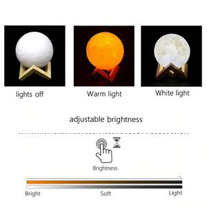 3D Printed Touch Switch LED Moon Night Light. (Adjustable Brightness)