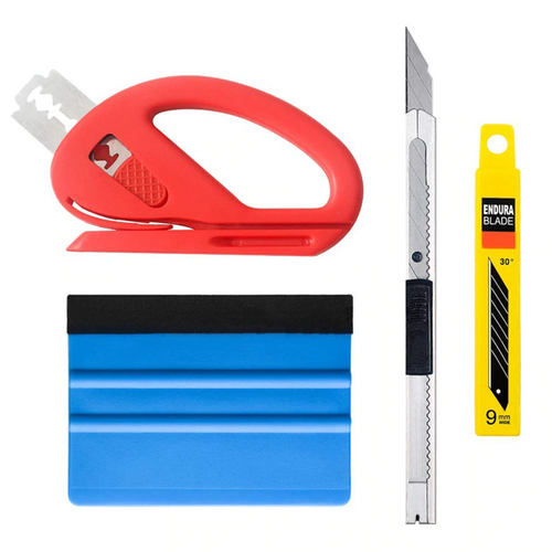 4Pcs Carbon Fiber Vinyl Installation Kit. (Scraper, Vinyl Cutter, Precision Knife, Blades)