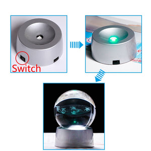3D Laser Engraved 6CM & 8CM Solar System & Galaxy Glass Sphere. (With Chargeable Multicolor LED Base)