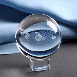 3D Laser Engraved 6CM Solar System Crystal Sphere.