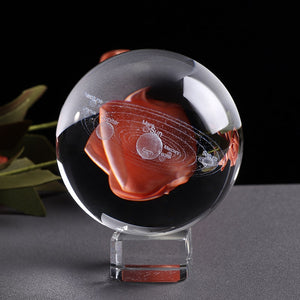 3D Laser Engraved 6CM Solar System Crystal Sphere.