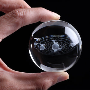 3D Laser Engraved 6CM Solar System Crystal Sphere.