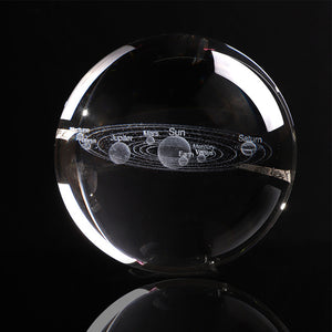 3D Laser Engraved 6CM Solar System Crystal Sphere.