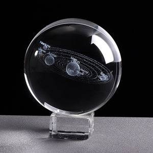 3D Laser Engraved 6CM Solar System Crystal Sphere.