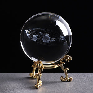 3D Laser Engraved 6CM Solar System Crystal Sphere.