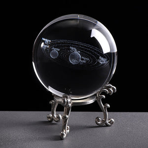 3D Laser Engraved 6CM Solar System Crystal Sphere.