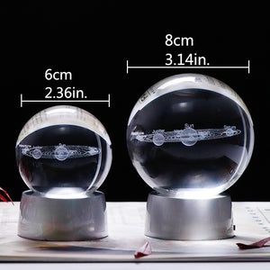 3D Laser Engraved 6CM & 8CM Solar System & Galaxy Glass Sphere. (With Chargeable Multicolor LED Base)